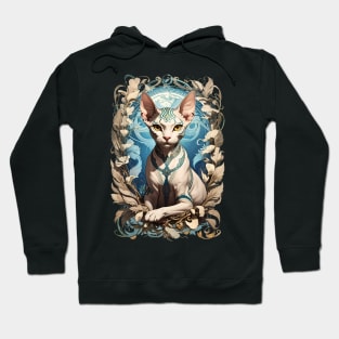 Sphynx Cat tribal retro vintage floral design Hoodie